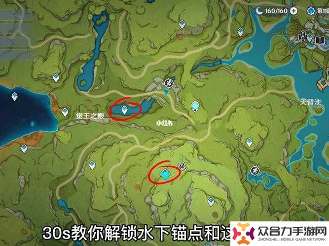 如何在原神须弥中开启水下锚点并深入调查走廊深处的庭院？