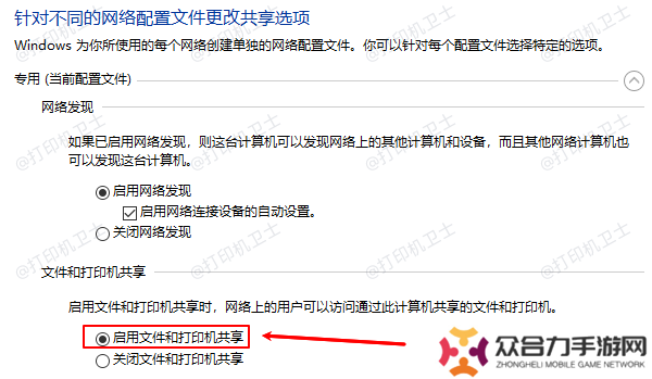 启用文件和打印机共享